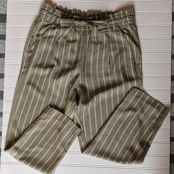 Zara Striped Paper Bag Cropped Pants - Picture 10 of 11